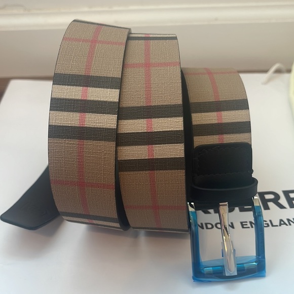 Burberry Check and Leather Belt Size 100 - Picture 3 of 10